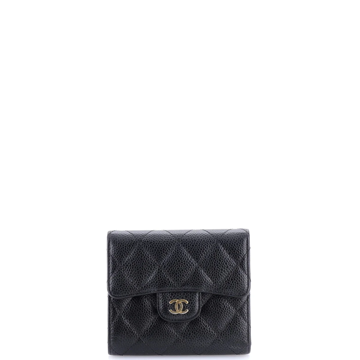 CC Compact Classic Flap Wallet Quilted Caviar - Deep Luxury