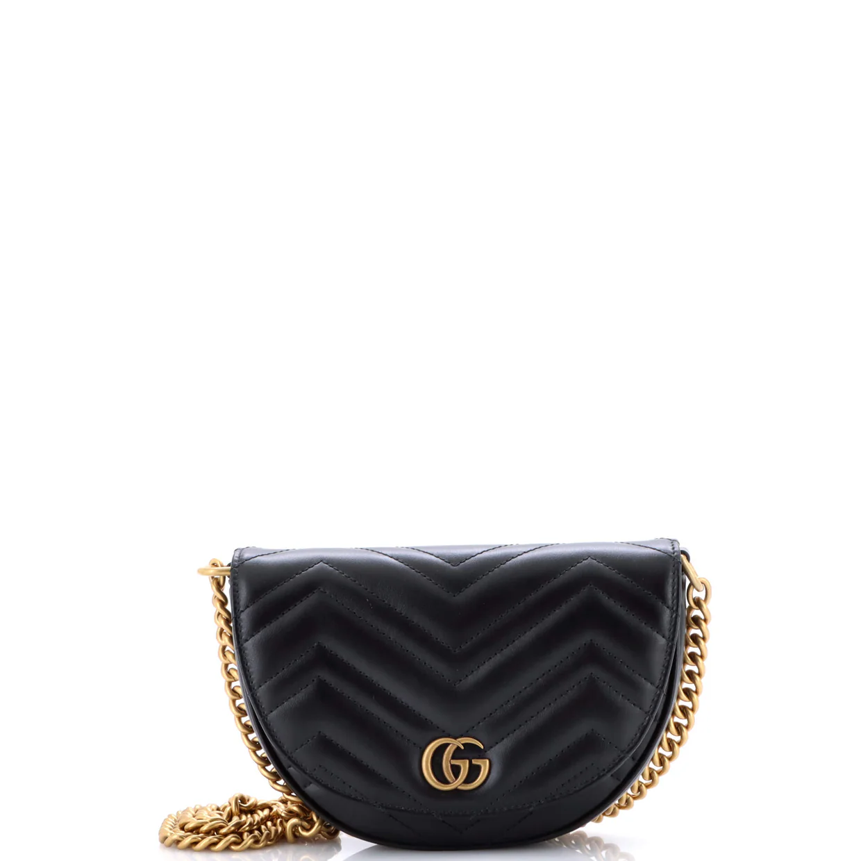 GG Marmont Half Moon Flap Crossbody Bag Matelasse Leather Mini - Deep Luxury