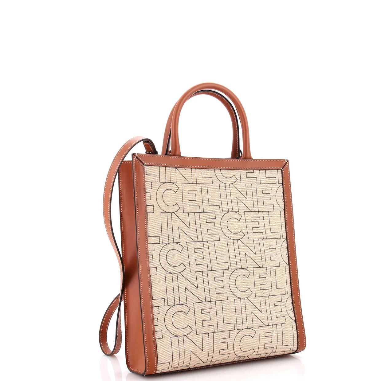 Vertical Cabas Tote Printed Canvas and Leather Small - Deep Luxury