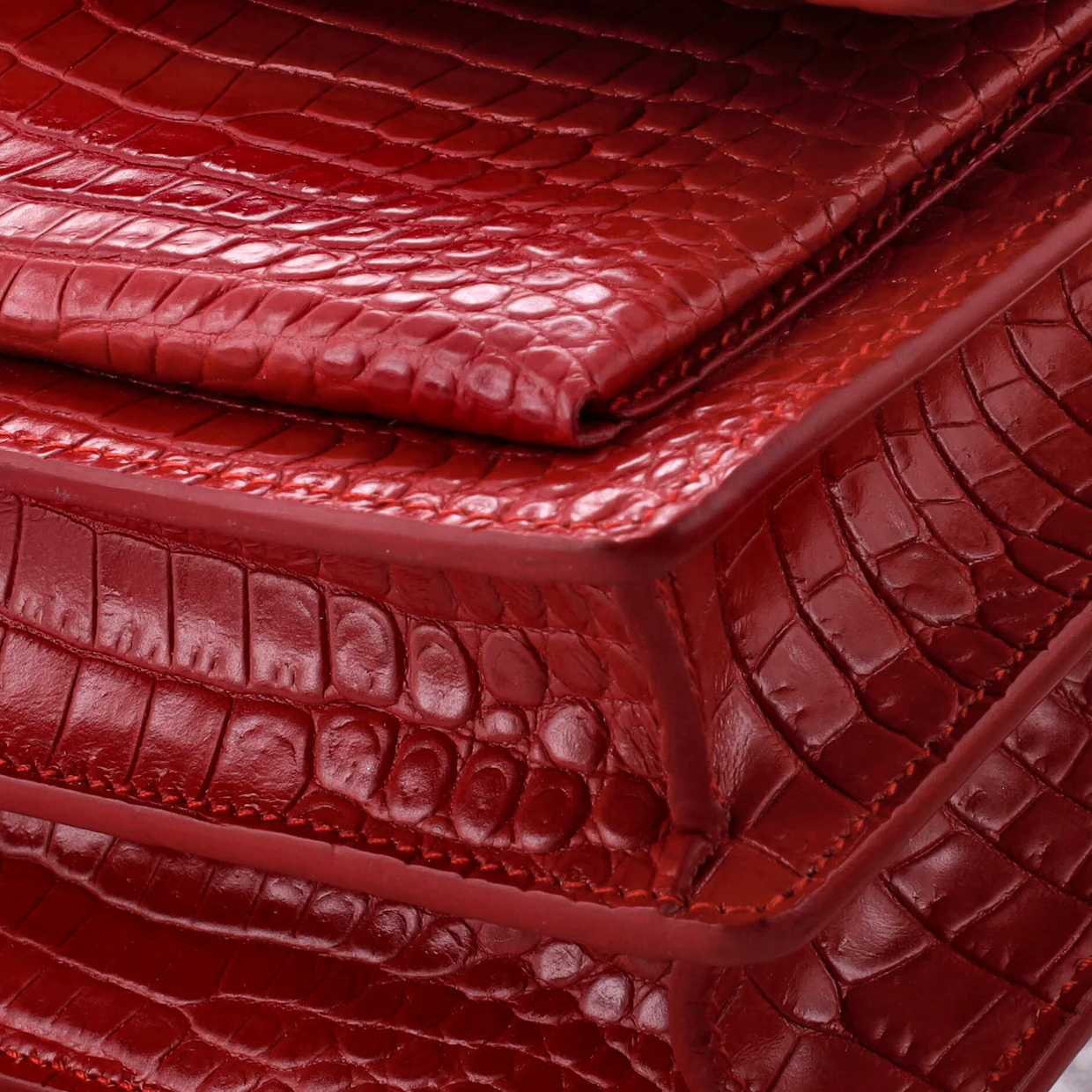 Sunset Crossbody Bag Crocodile Embossed Leather Medium - Deep Luxury