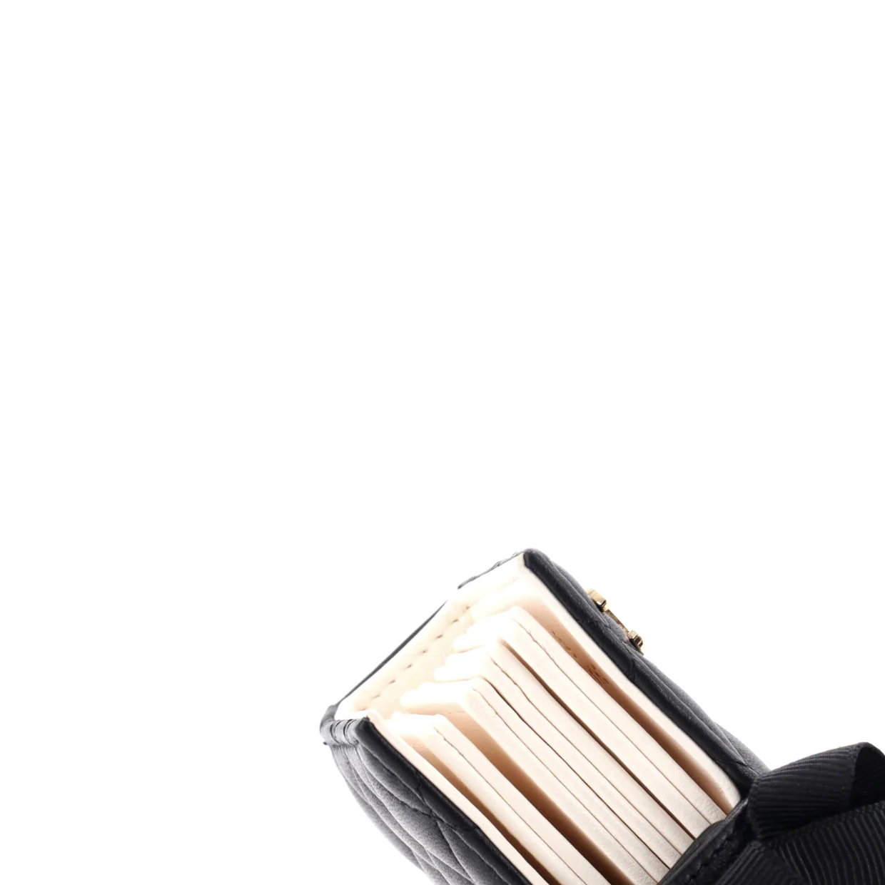 CC Book Card Holder with Chain Quilted Lambskin - Deep Luxury