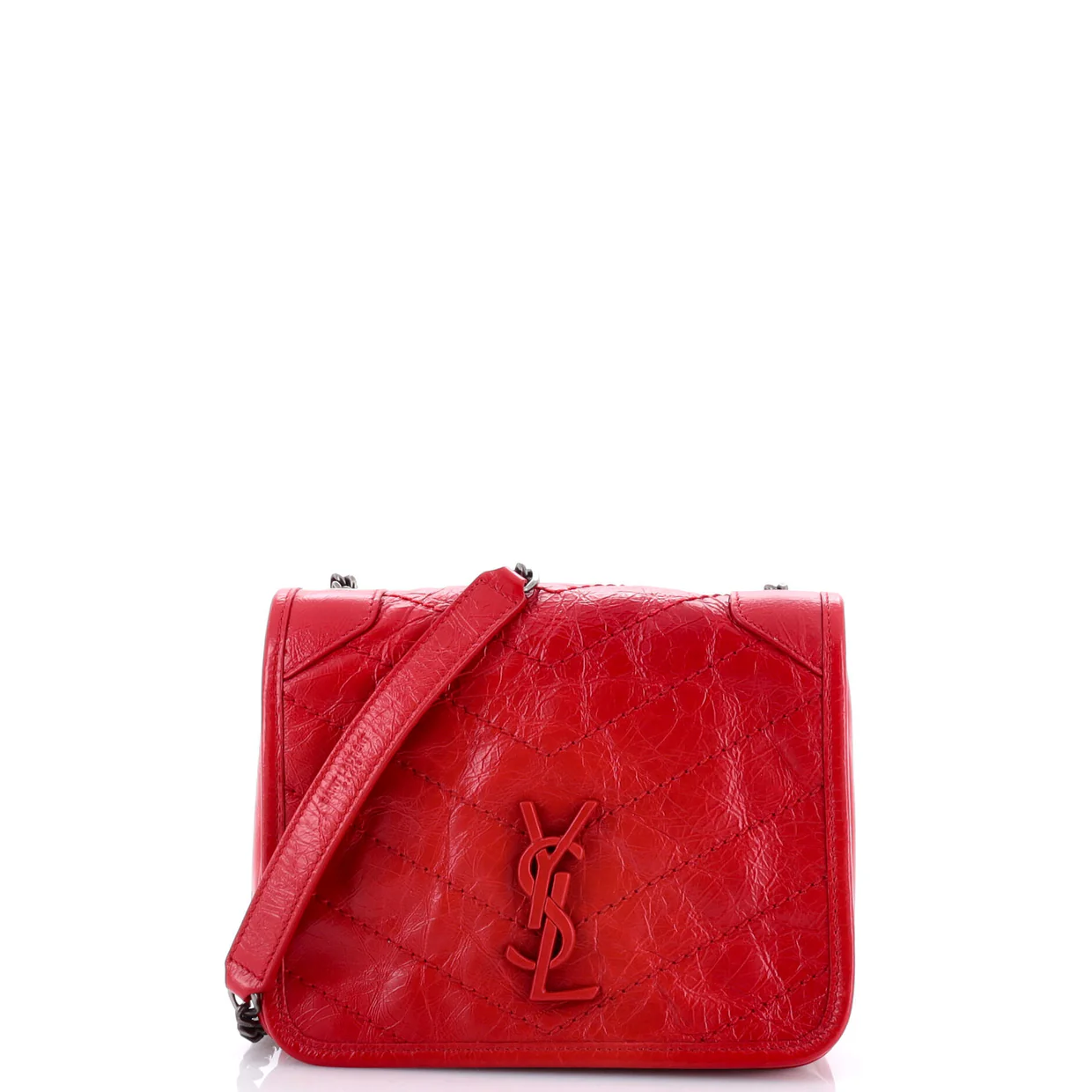 Niki Chain Wallet Matelasse Chevron Leather - Deep Luxury