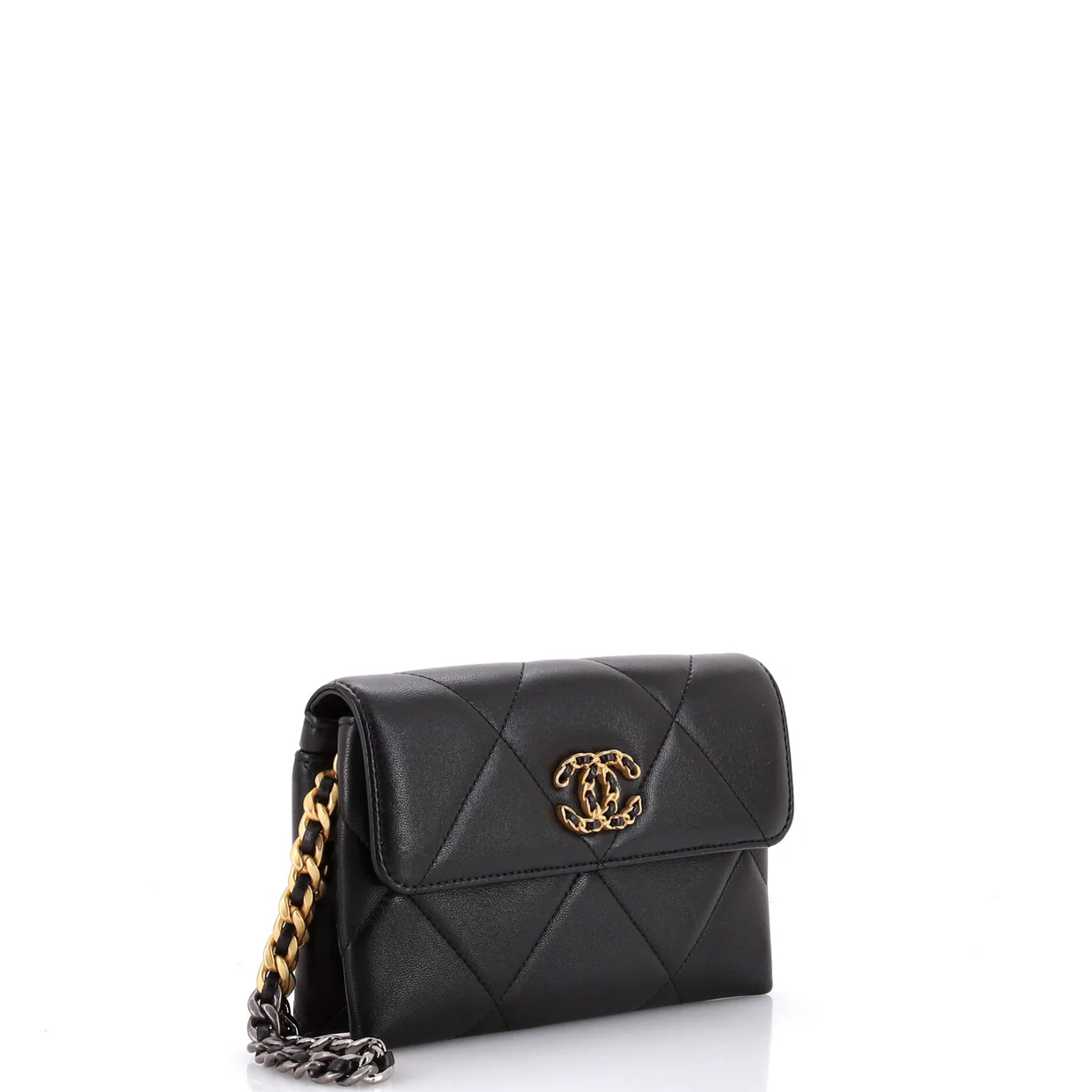 19 Flap Pouch with Chain Handle Quilted Lambskin - Deep Luxury