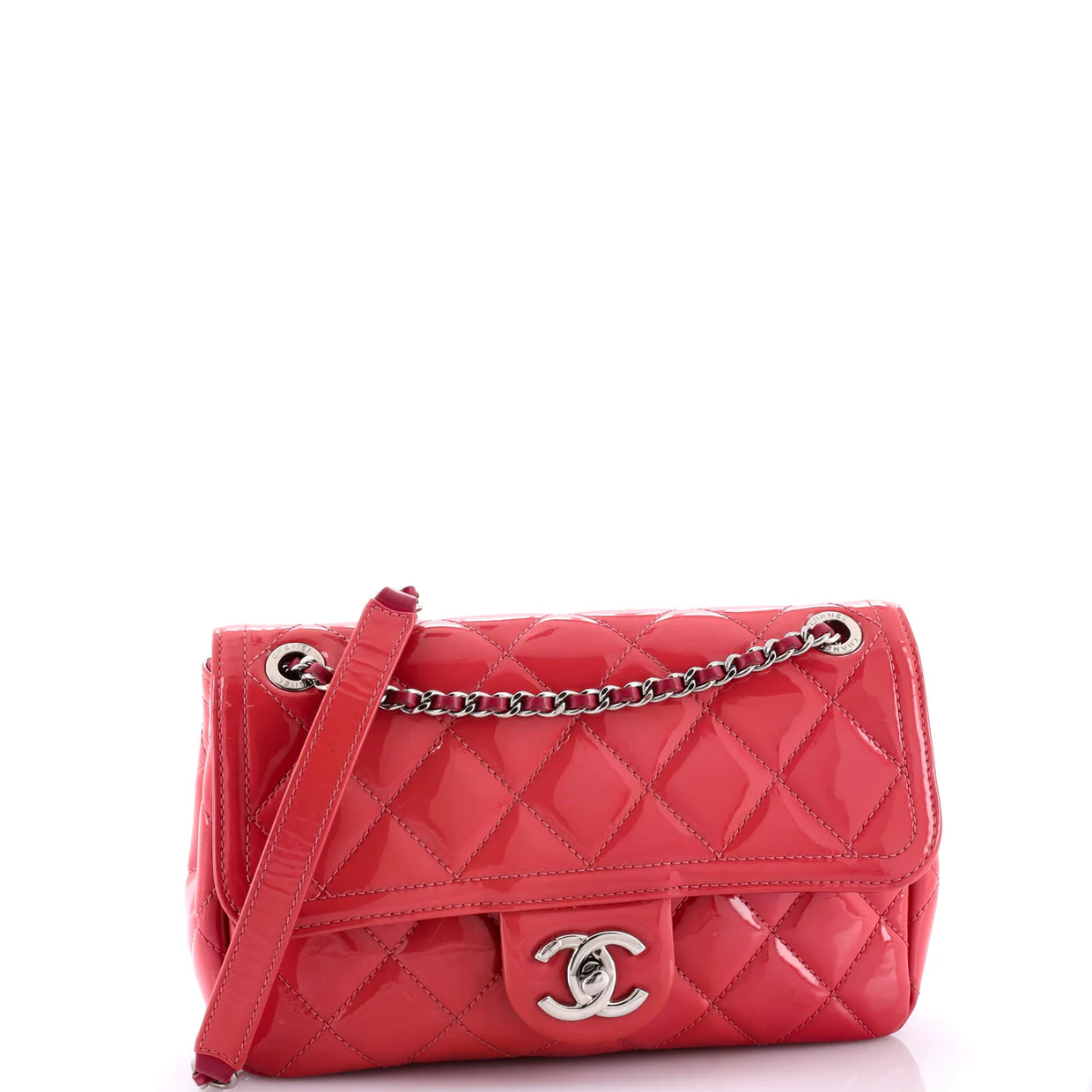 Coco Shine Flap Bag Quilted Patent Small - Deep Luxury