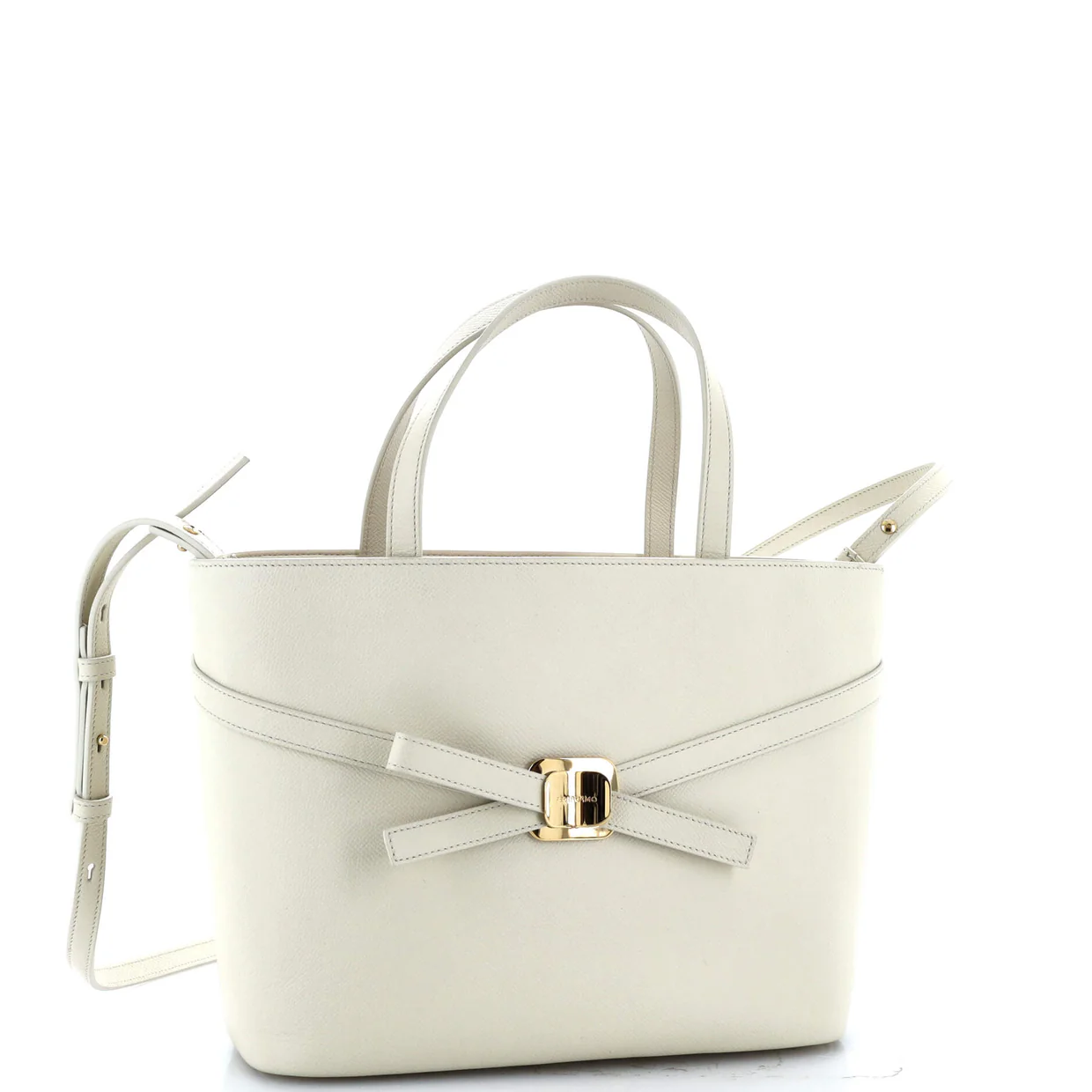 Front Cross Bow Shopper Tote Leather Small - Deep Luxury