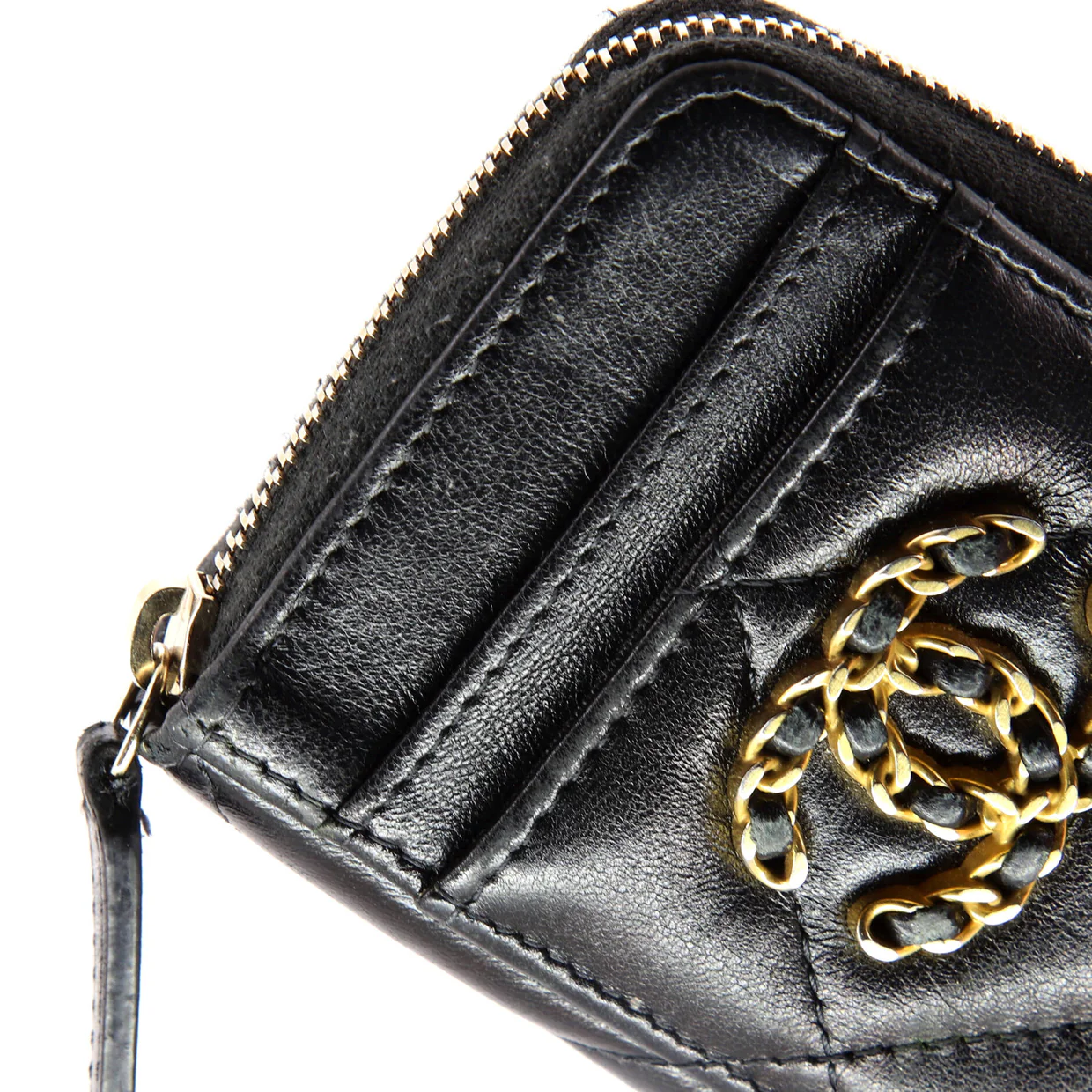 19 Card Holder Zip Coin Purse Quilted Lambskin - Deep Luxury