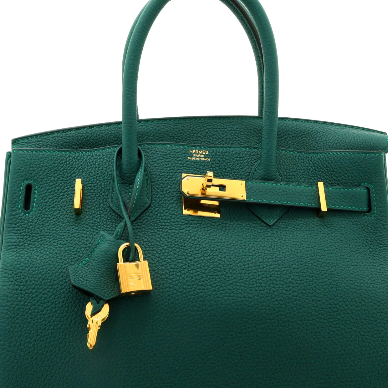 Birkin Handbag Malachite Togo with Gold Hardware 30 - Deep Luxury