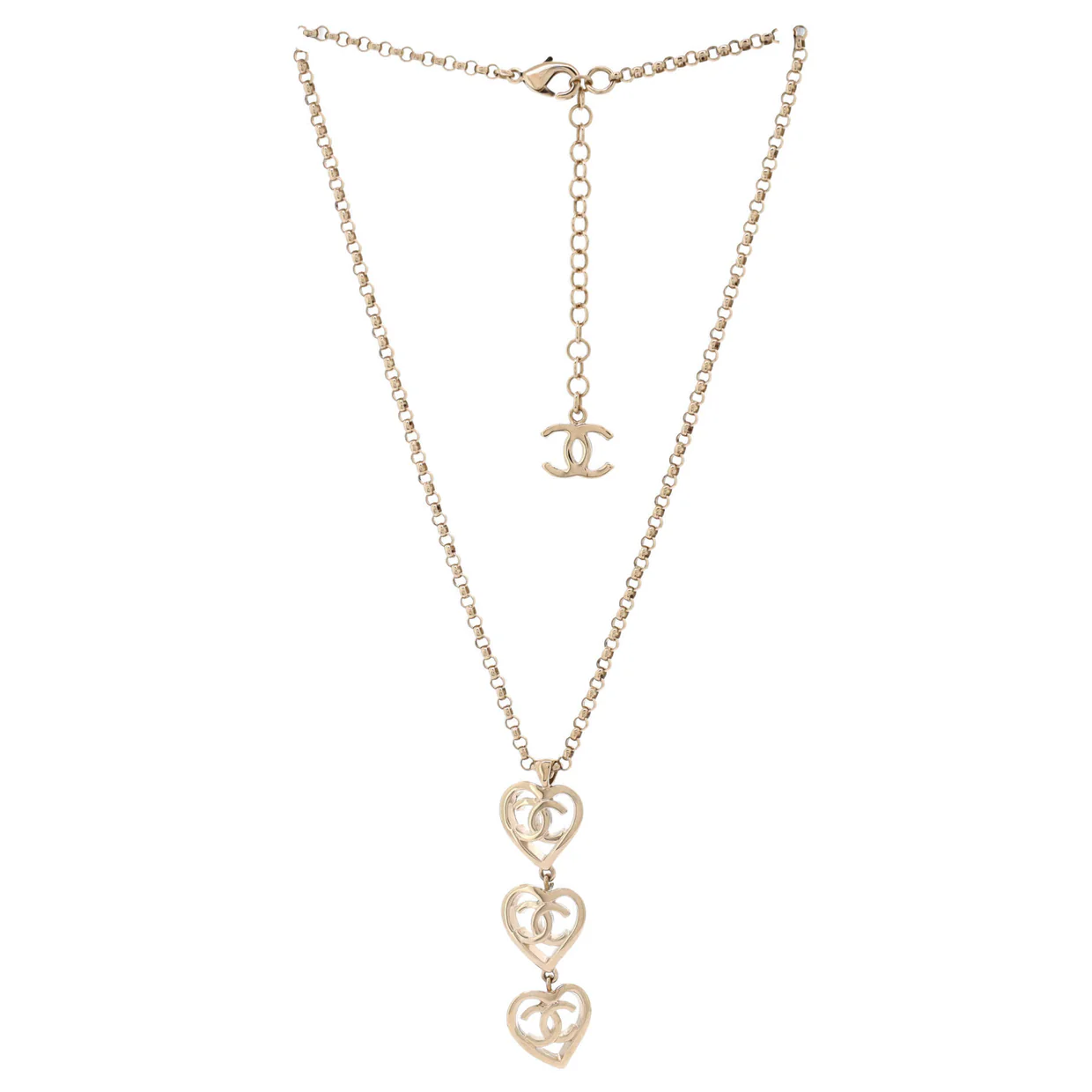 Coco In Love Heart CC Link Necklace Metal - Deep Luxury