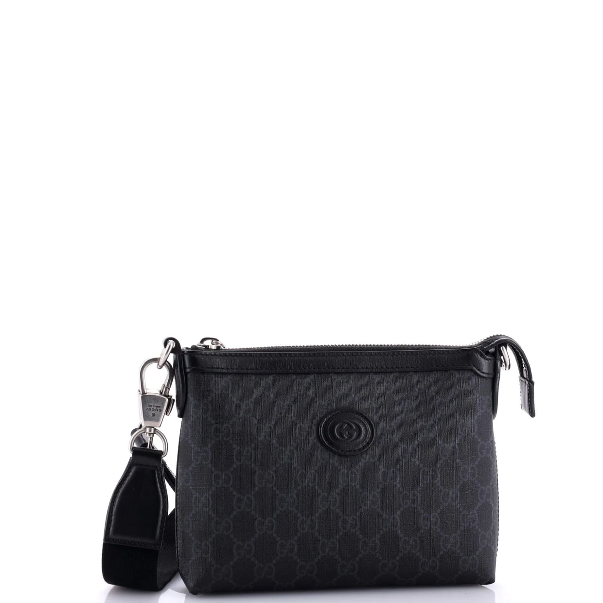 Interlocking G Patch Wristlet Messenger Bag GG Coated Canvas Medium - Deep Luxury