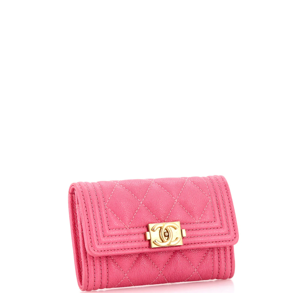 Boy Flap Card Case Quilted Caviar - Deep Luxury