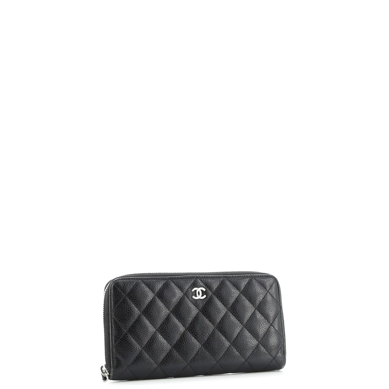 Zip Around Organizer Wallet Quilted Caviar Large - Deep Luxury