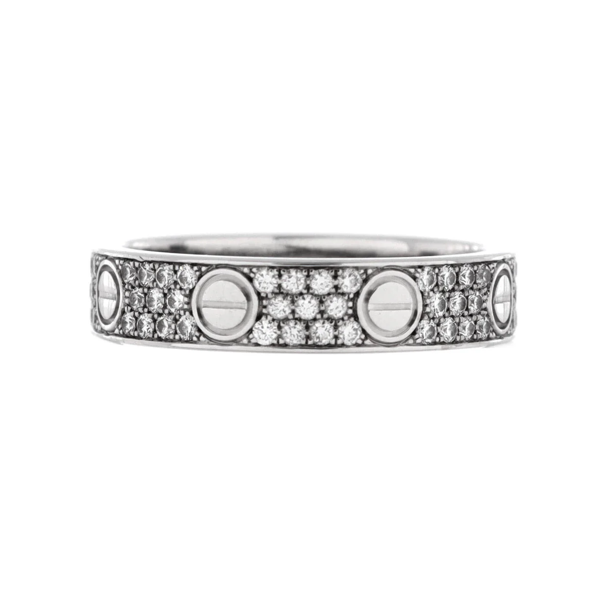 Love Wedding Band Pave Diamonds Ring 18K White Gold and Diamonds - Deep Luxury