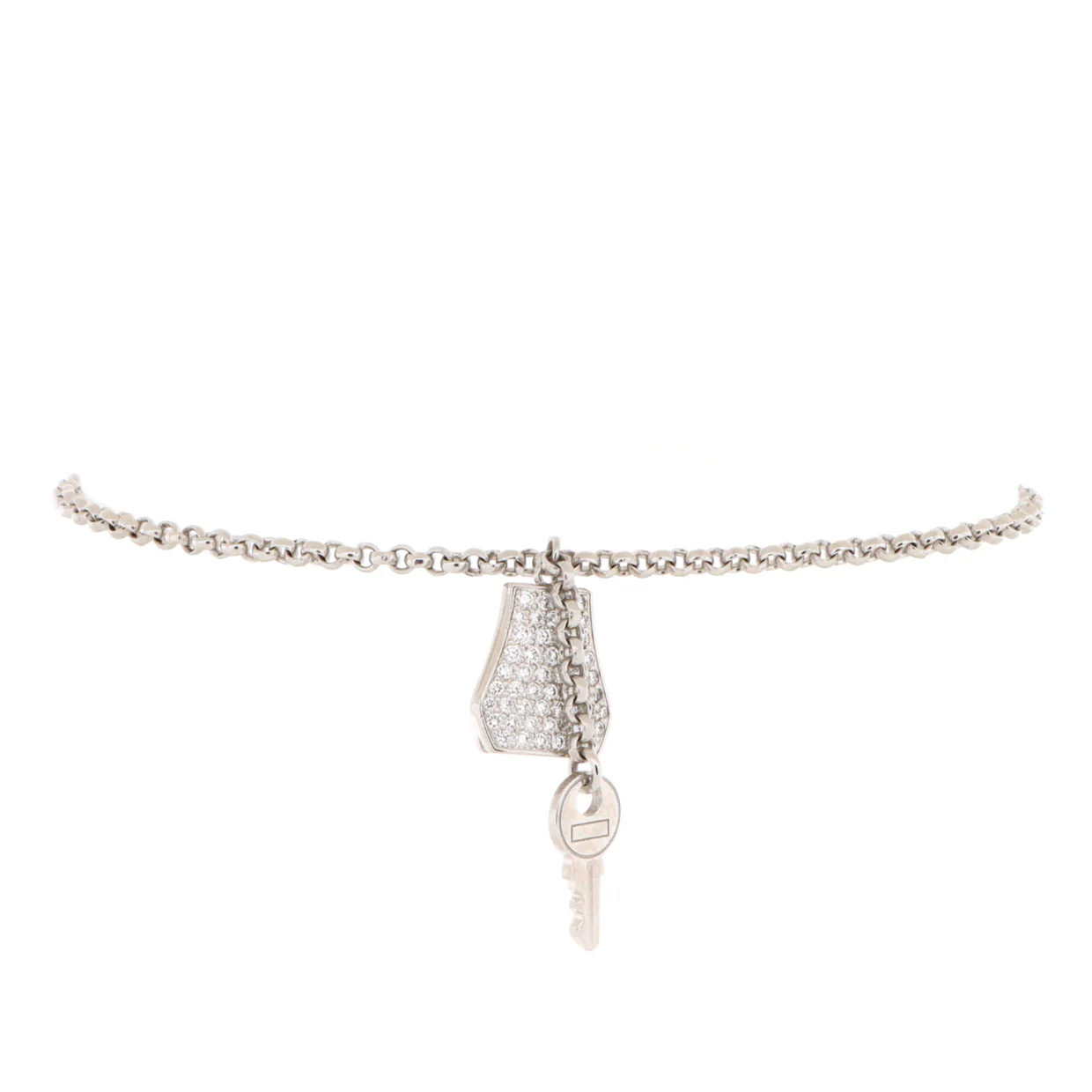 Kelly Clochette Chain Bracelet 18K White Gold with Pave Diamonds Small - Deep Luxury