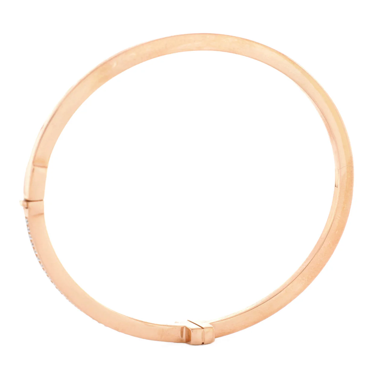 T Hinged Wire Bangle Bracelet 18K Rose Gold and Diamonds - Deep Luxury