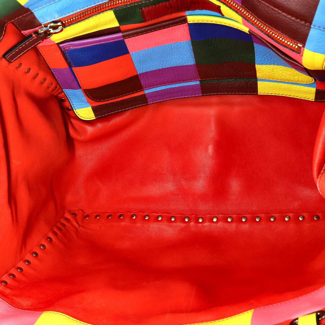 Rockstud 1973 Tote Striped Leather Medium - Deep Luxury