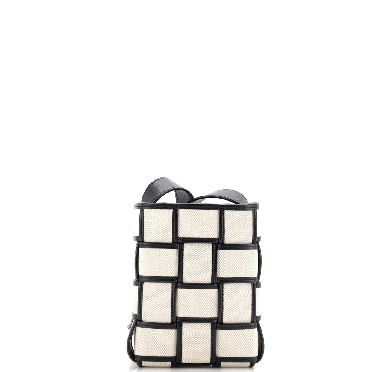 Cassette Messenger Bag Padded Maxi Intrecciato Canvas with Leather Small - Deep Luxury