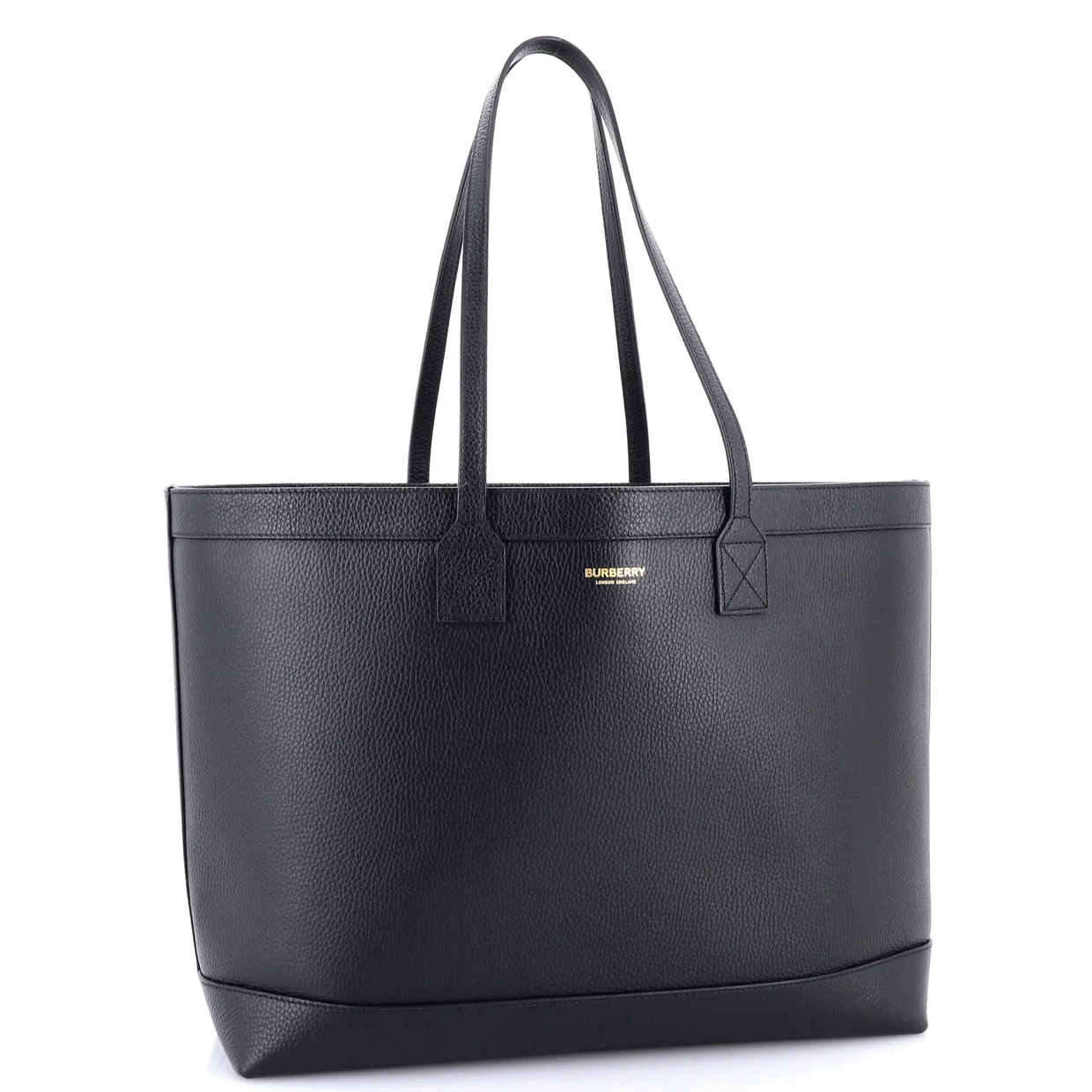 Shopping Tote Leather with Check Canvas Interior Medium - Deep Luxury