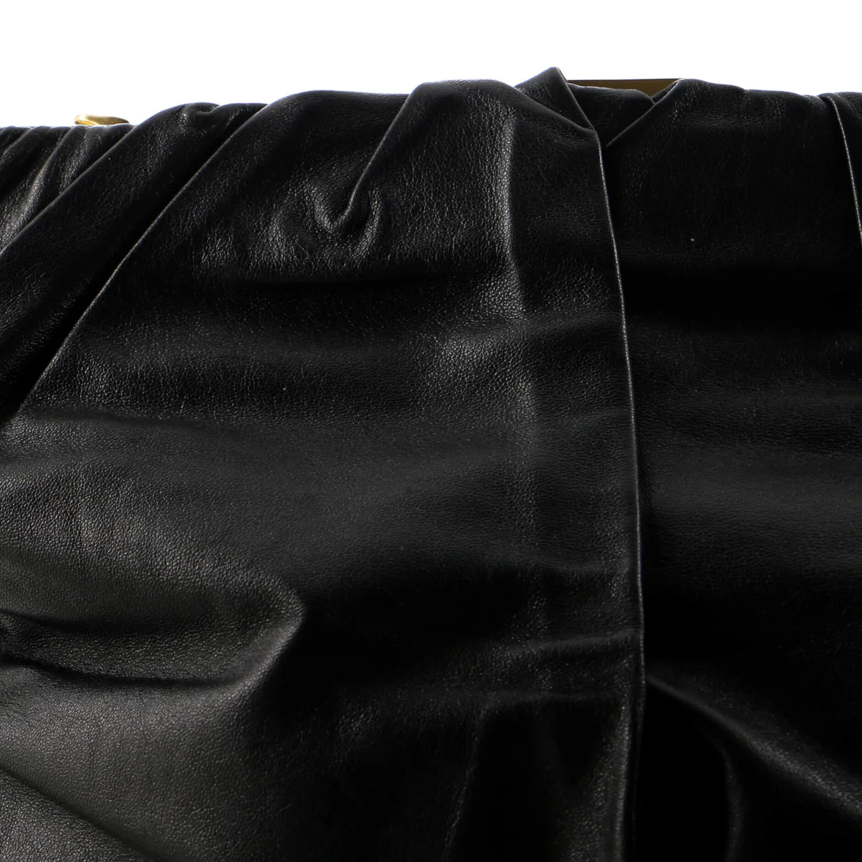 Clasp Ruched Flap Bag Leather Medium - Deep Luxury