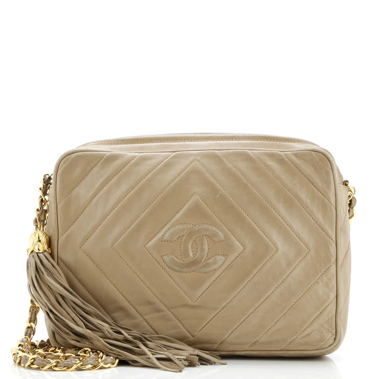 Vintage Diamond CC Camera Bag Chevron Lambskin Medium - Deep Luxury