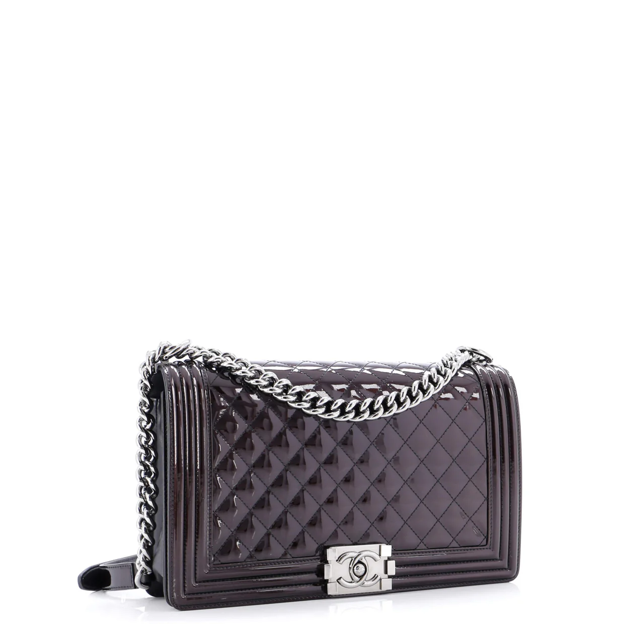 Boy Flap Bag Quilted Patent New Medium - Deep Luxury