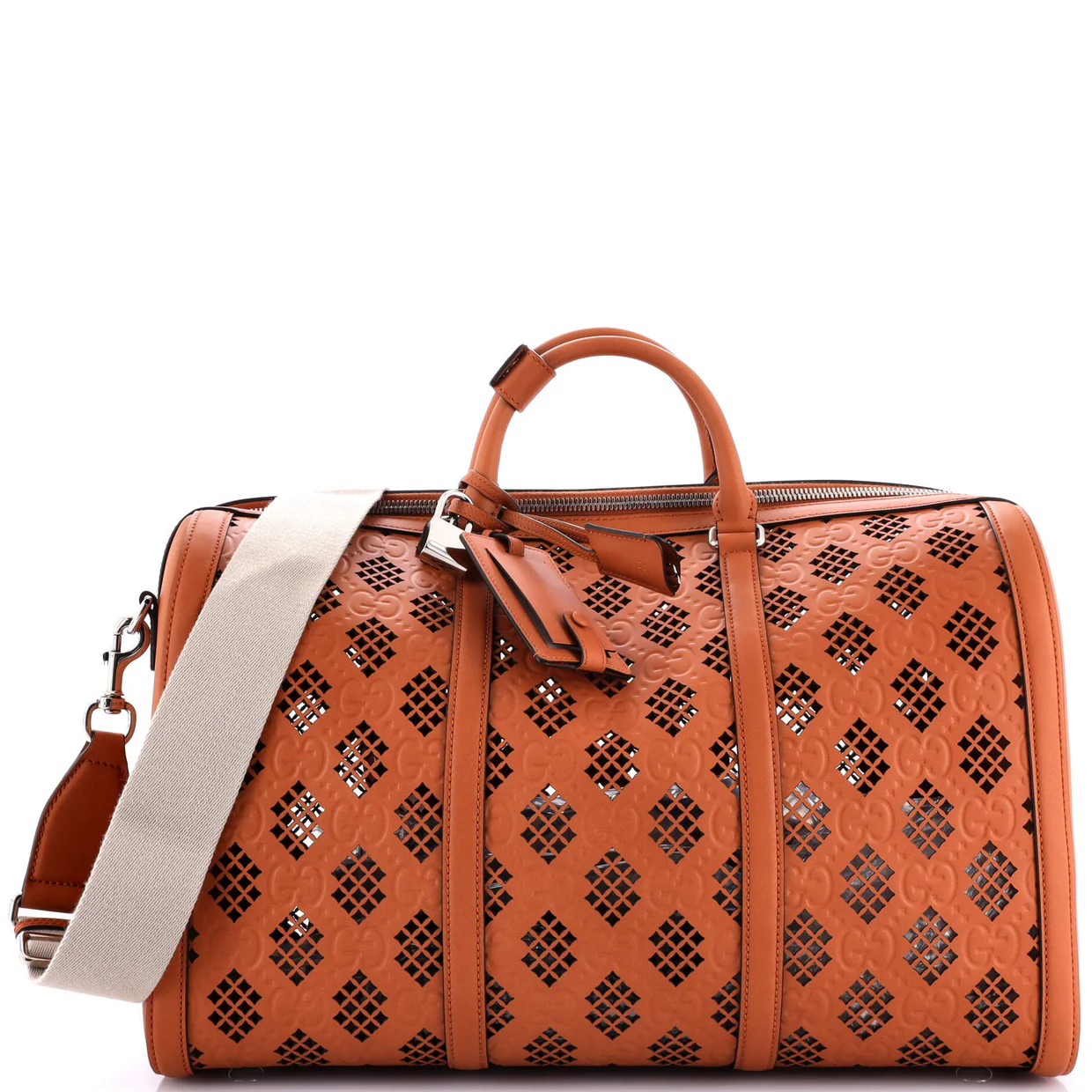Convertible Duffle Bag GG Debossed Laser Cut Leather Large - Deep Luxury
