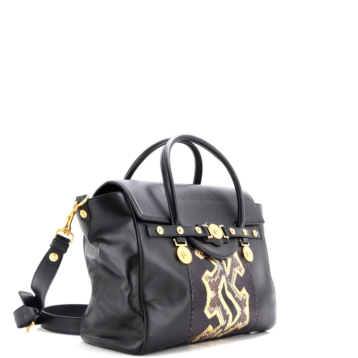 Signature Bag Leather with Python Large - Deep Luxury