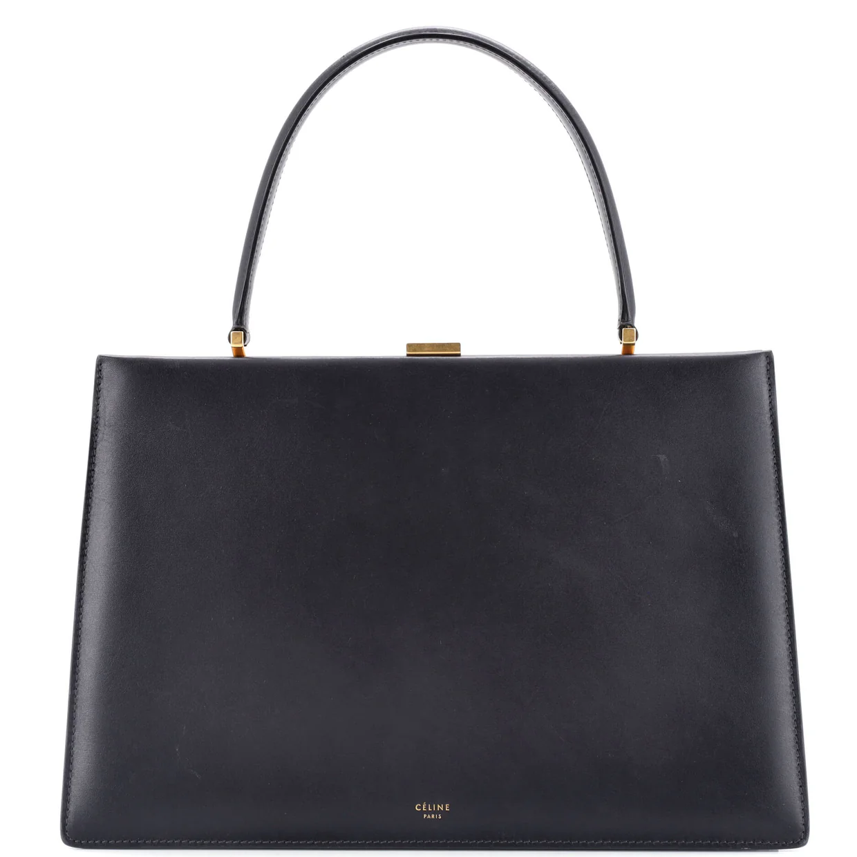 Clasp Top Handle Bag Leather Medium - Deep Luxury