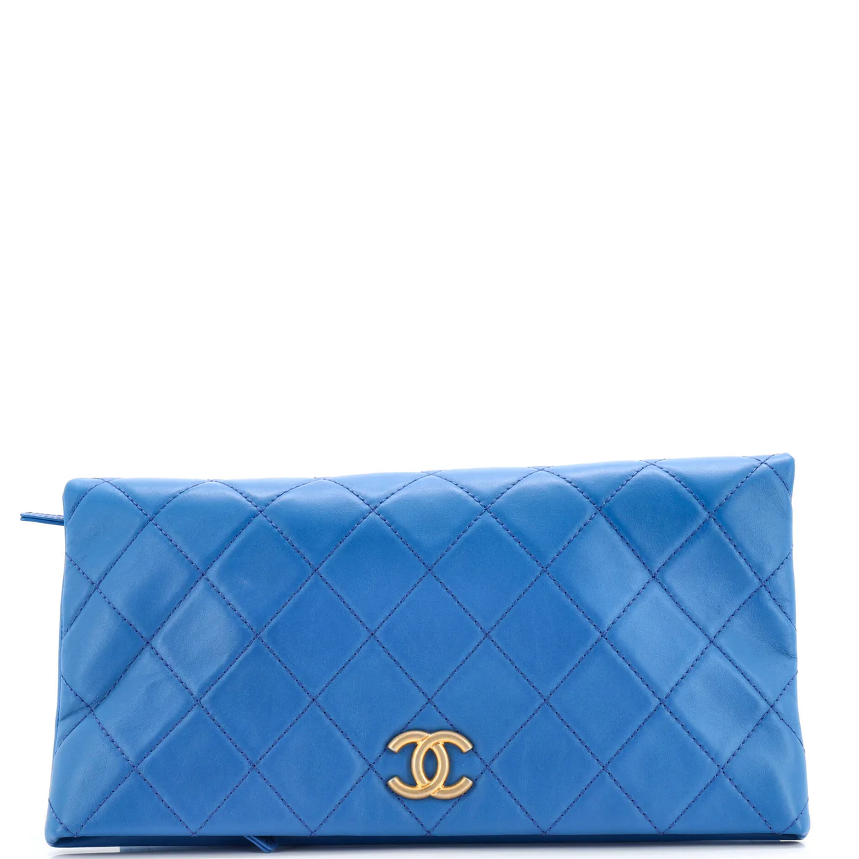 CC Foldover Clutch Quilted Lambskin Large - Deep Luxury