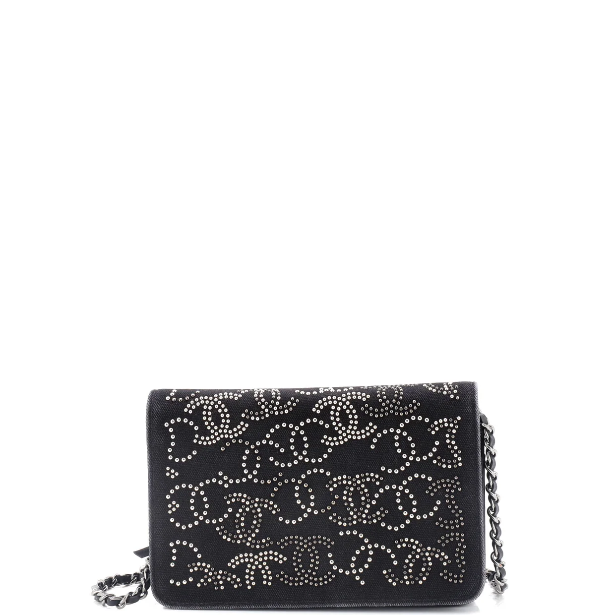 Paris-Shanghai Wallet on Chain Studded Canvas - Deep Luxury