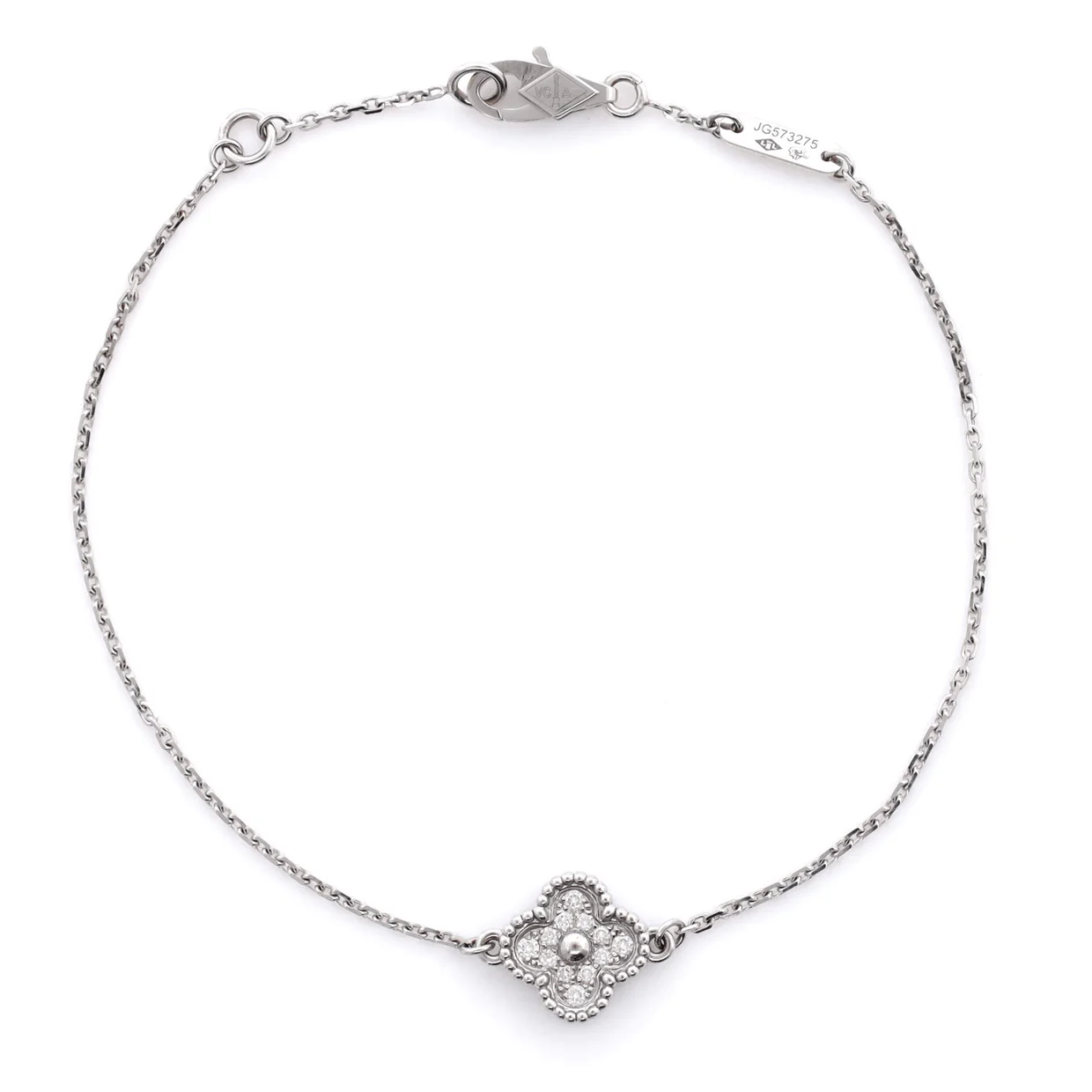 Sweet Alhambra Bracelet 18K White Gold and Diamonds - Deep Luxury