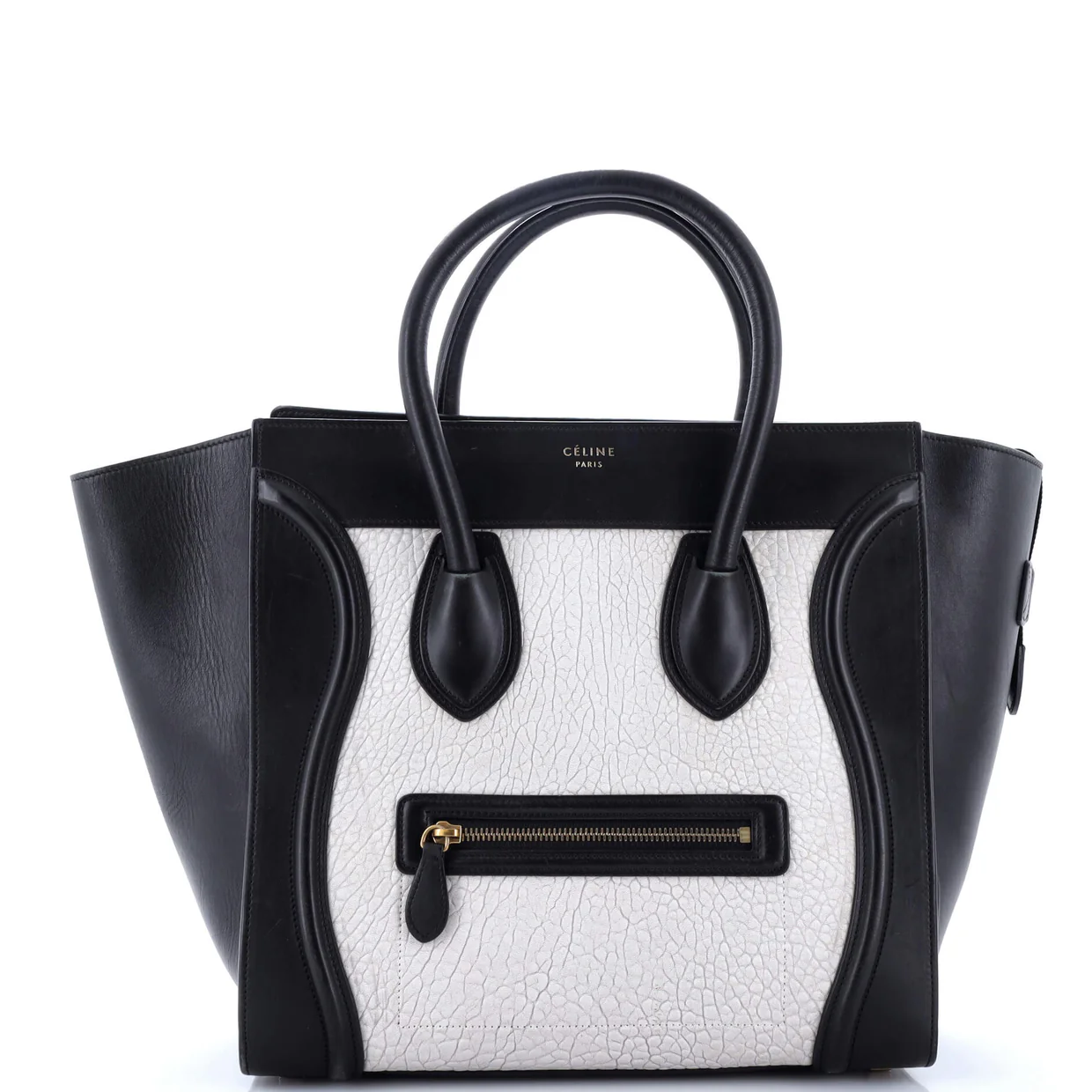 Bicolor Luggage Bag Crocodile Embossed Leather Mini - Deep Luxury
