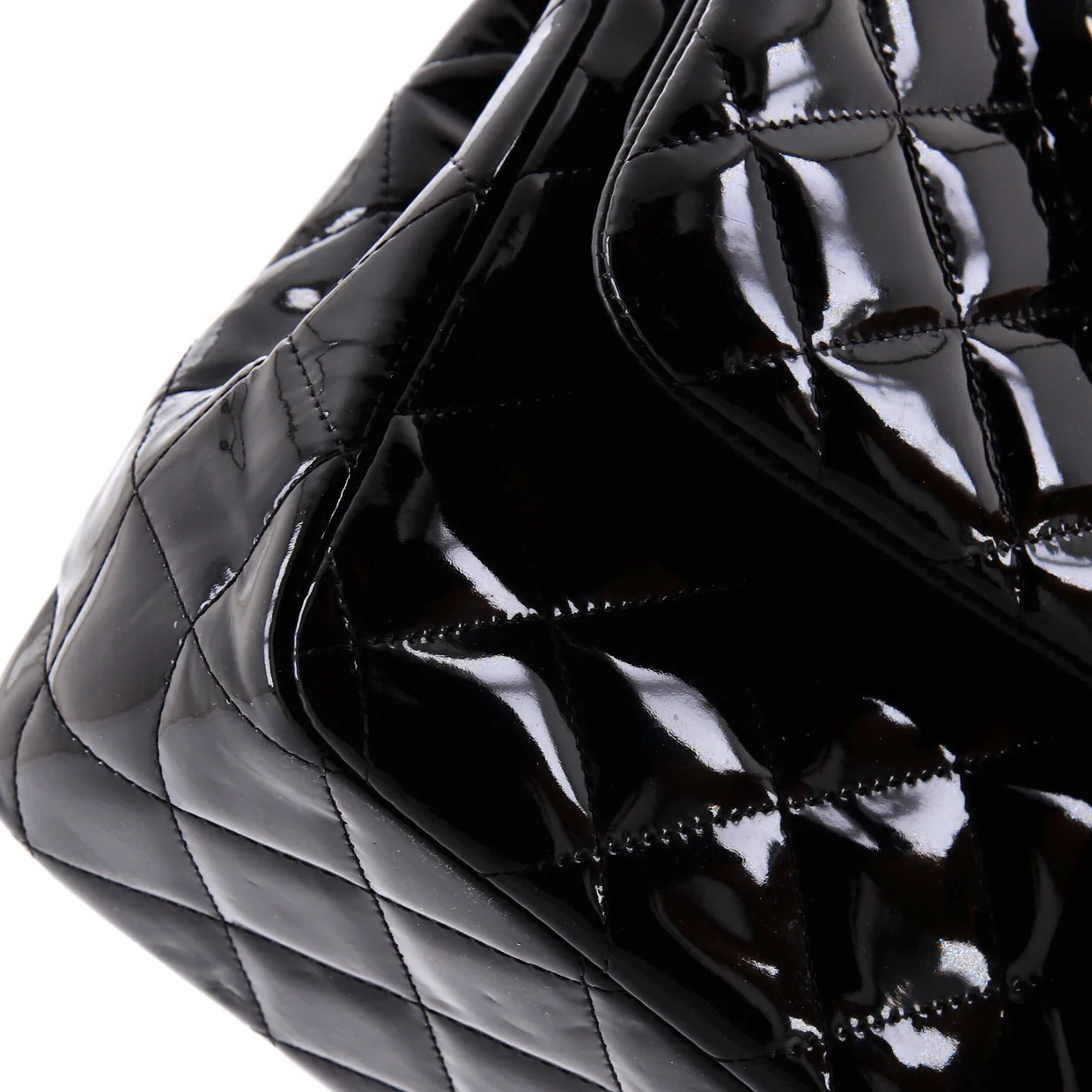 Classic Double Flap Bag Quilted Patent Jumbo - Deep Luxury