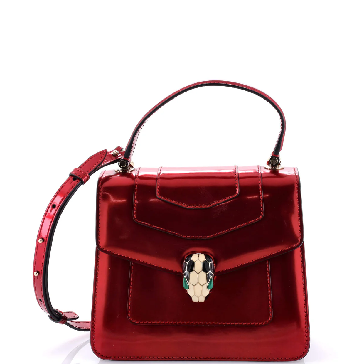Serpenti Top Handle Bag Patent Small - Deep Luxury