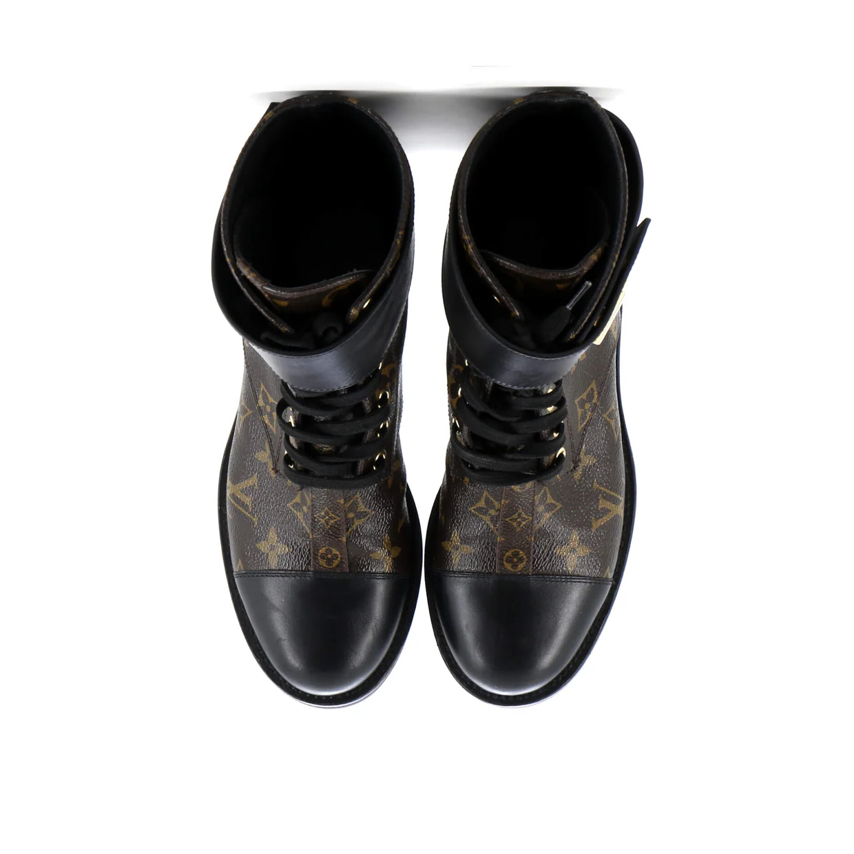 Women's Wonderland Flat Ranger Boots Monogram Canvas and Leather - Deep Luxury