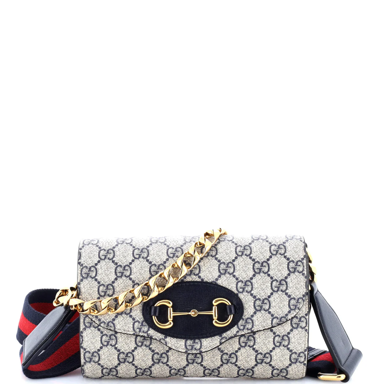 Horsebit 1955 Curved Flap Shoulder Bag GG Coated Canvas Mini - Deep Luxury