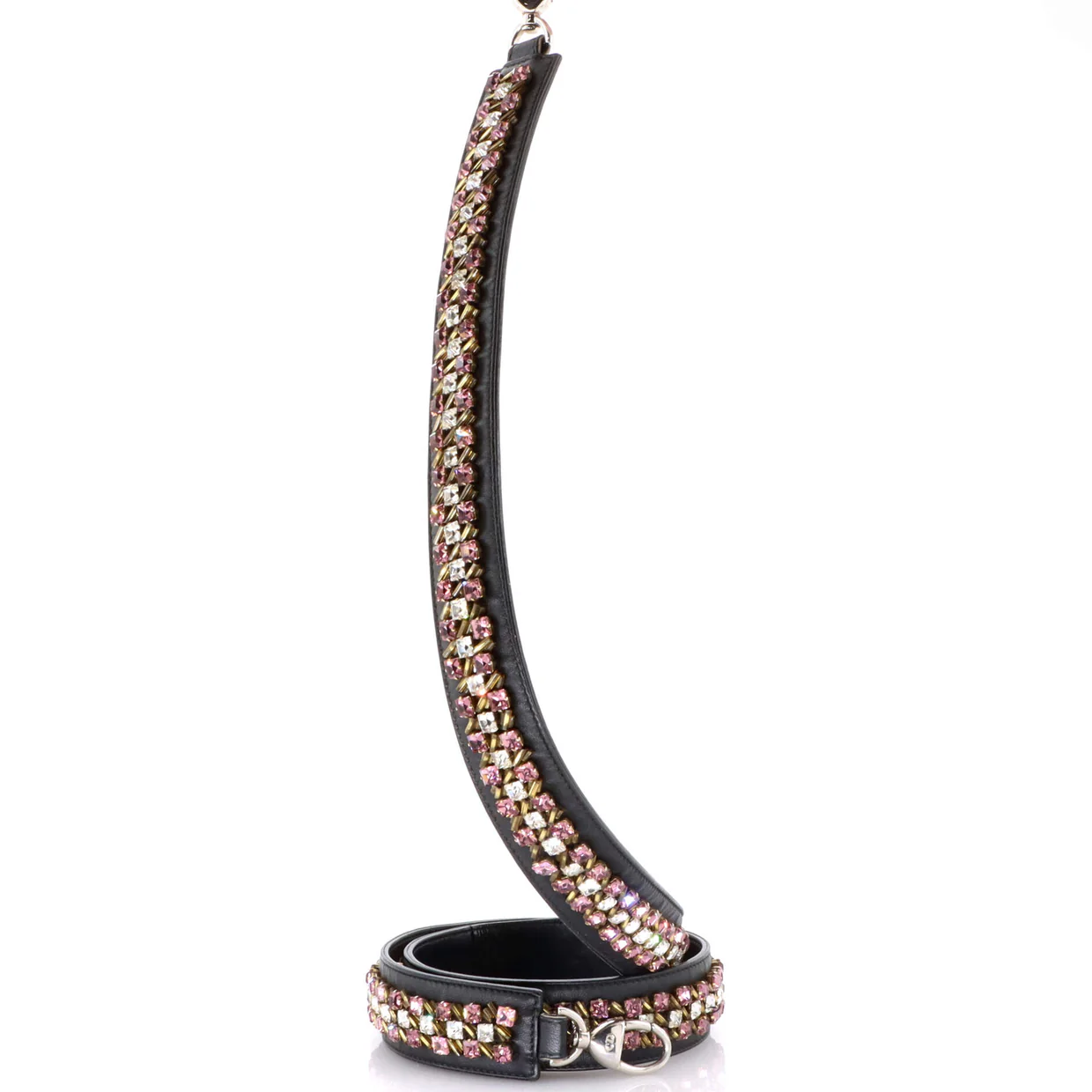 Shoulder Strap Crystal Embellished Leather - Deep Luxury