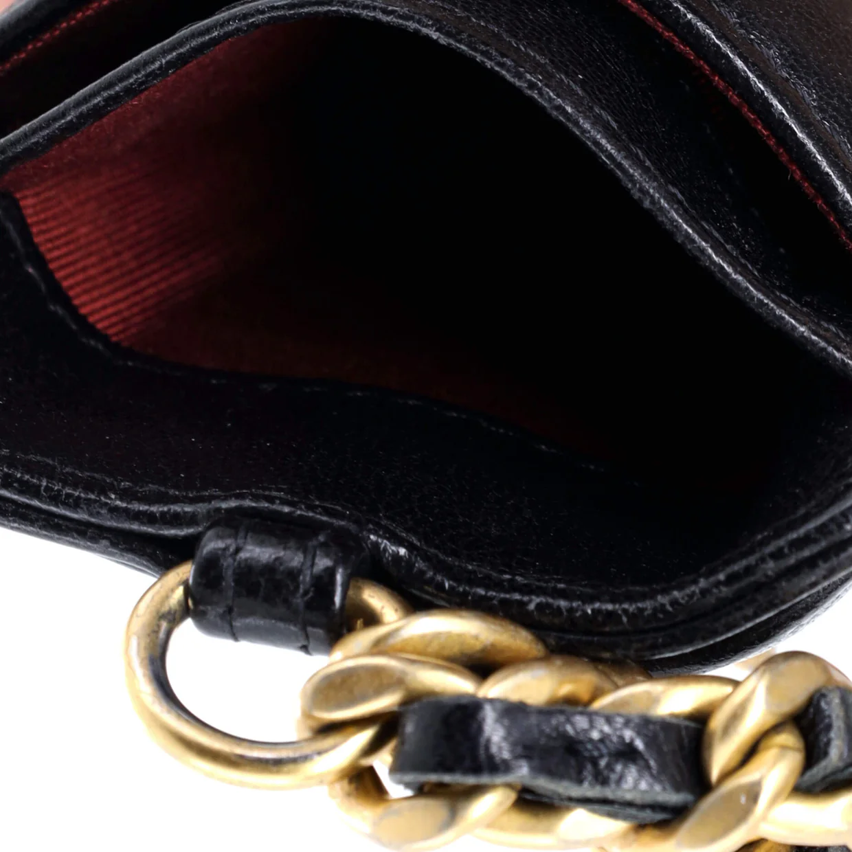 19 ID Card Holder on Chain Quilted Goatskin - Deep Luxury
