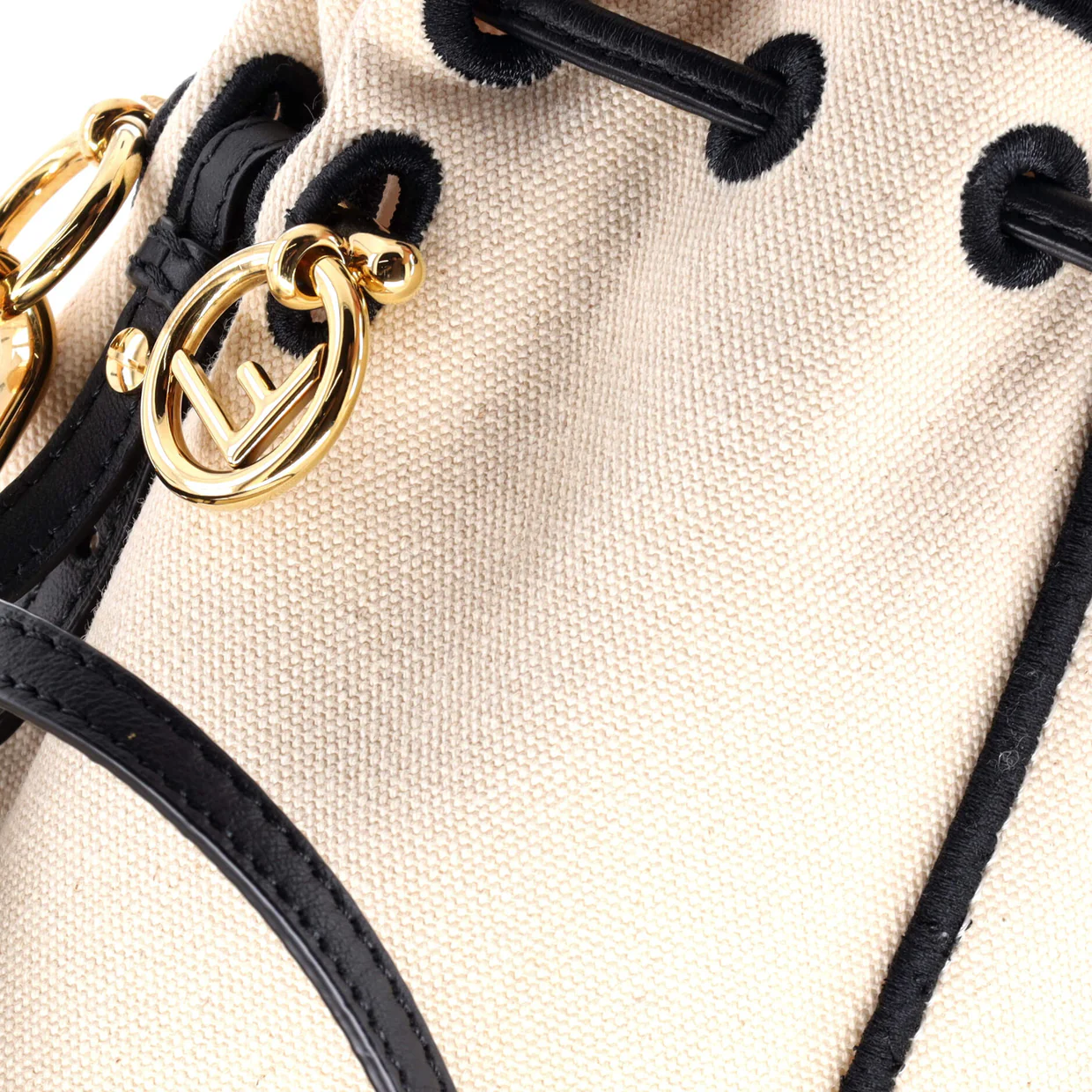 Logo Mon Tresor Bucket Bag Embroidered Canvas Mini - Deep Luxury