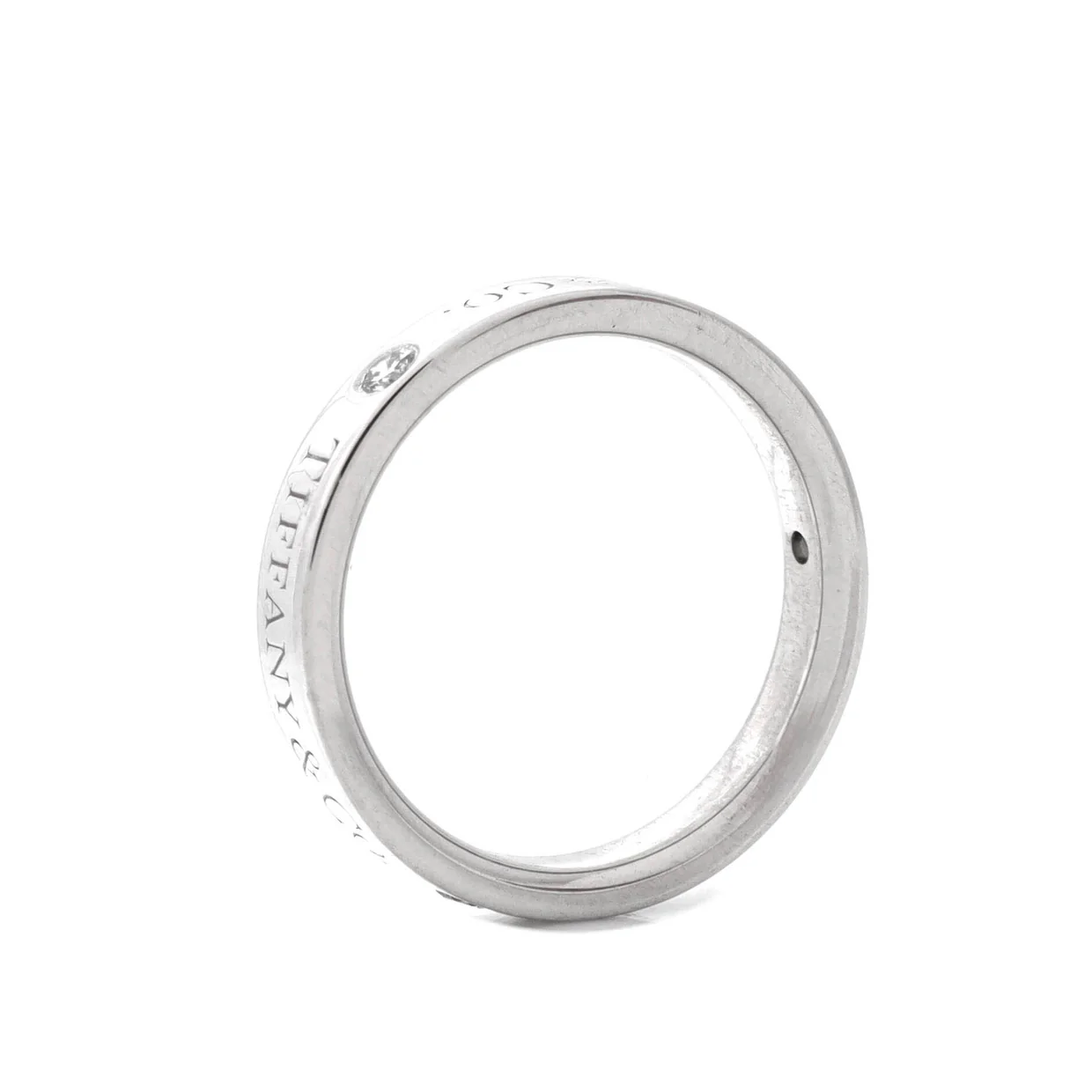 Logo Band Ring Platinum and Diamonds 4mm - Deep Luxury