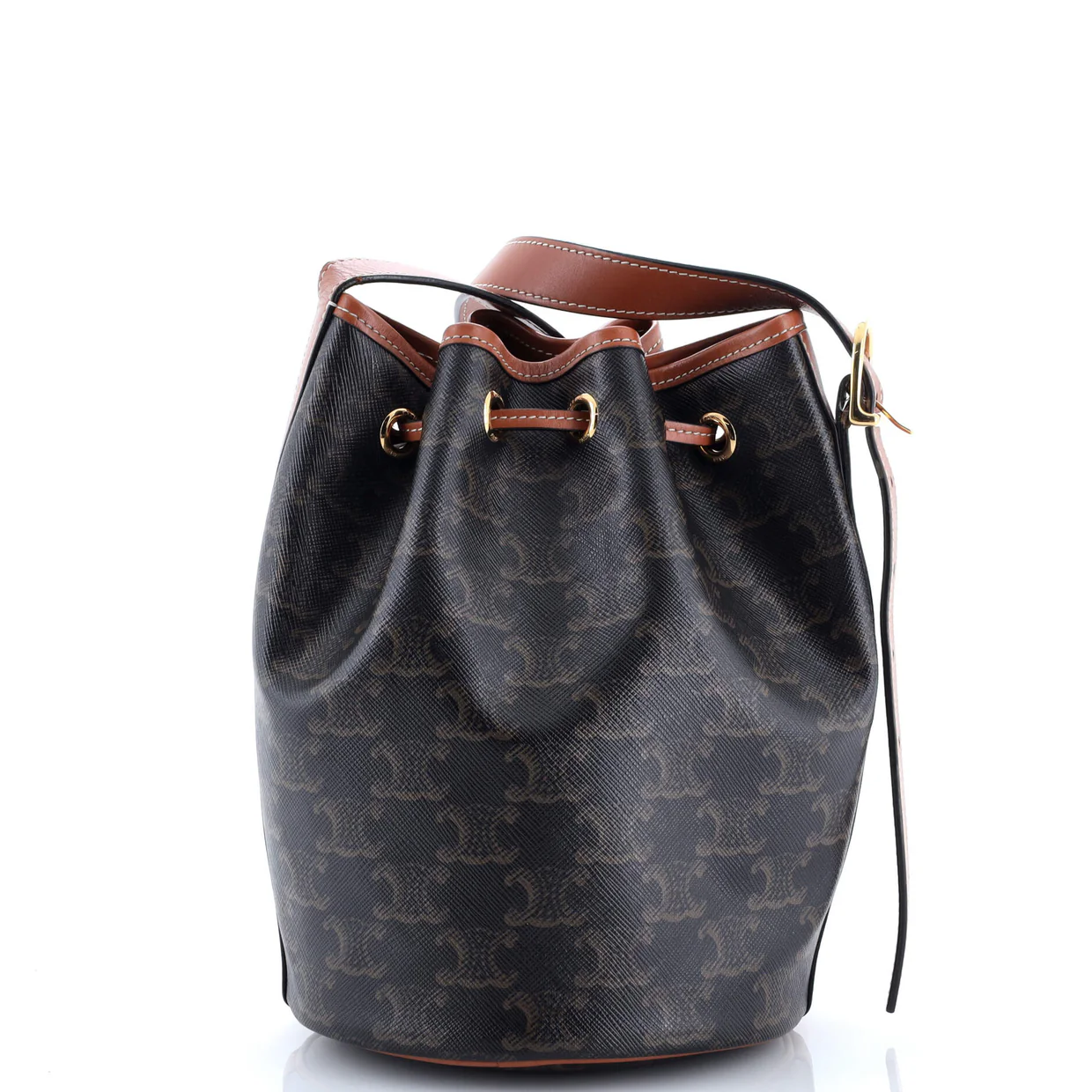 Drawstring Bucket Bag Triomphe Coated Canvas Small - Deep Luxury