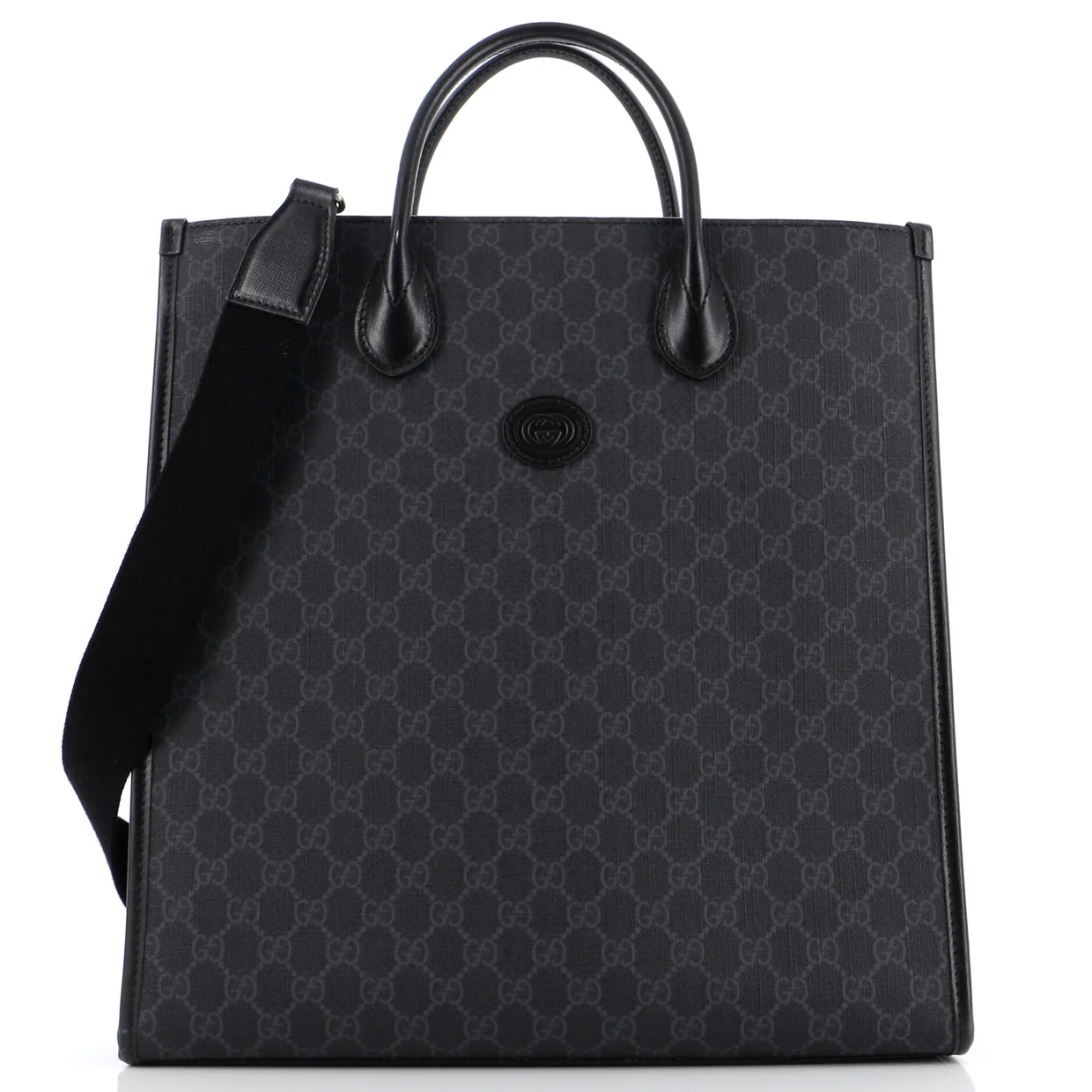 Vertical Structured Top Handle Open Tote GG Coated Canvas Medium - Deep Luxury
