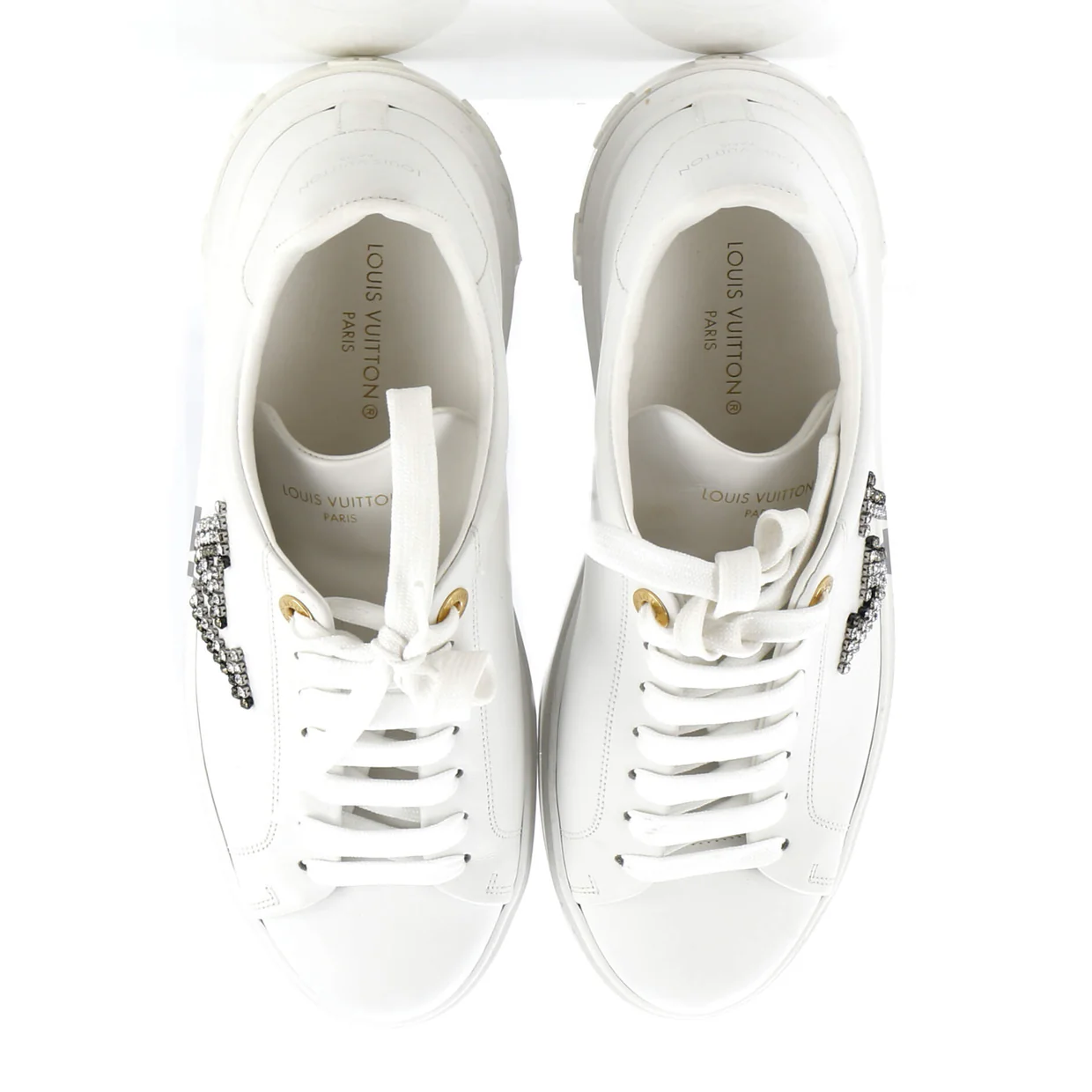 Women's Time Out Sneakers Leather with Crystals - Deep Luxury