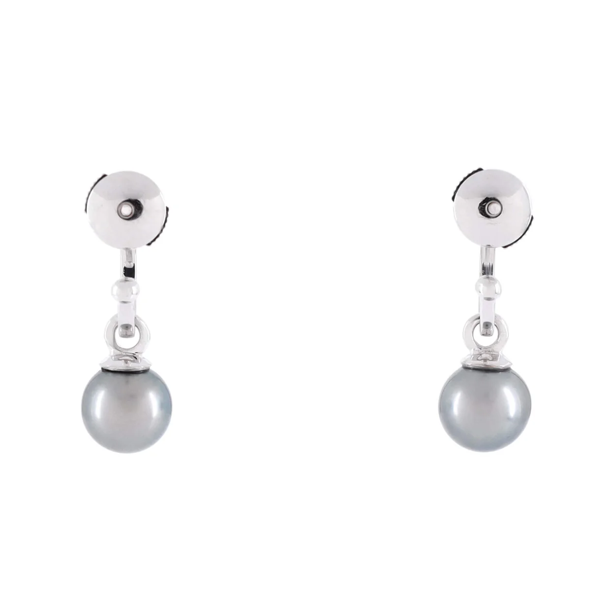 Drop Hoop Earrings 18K White Gold and Pearl - Deep Luxury