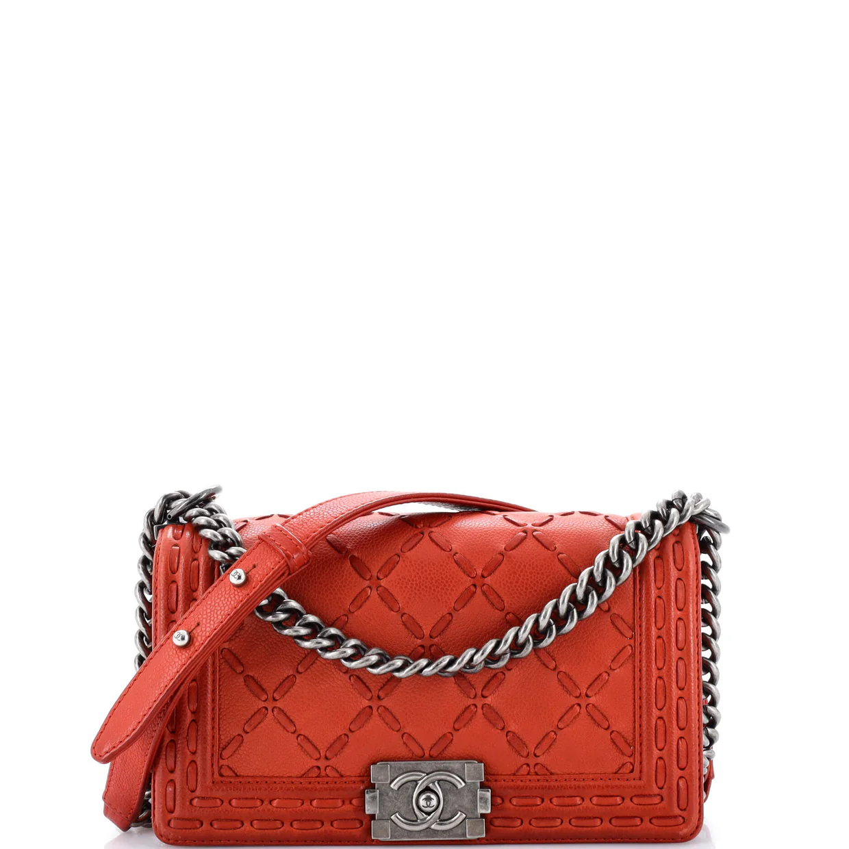 Paris-Dallas Boy Flap Bag Whipstitch Caviar Old Medium - Deep Luxury