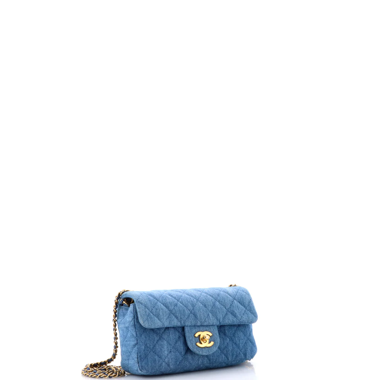 Pearl Crush Flap Bag Quilted Denim Mini - Deep Luxury