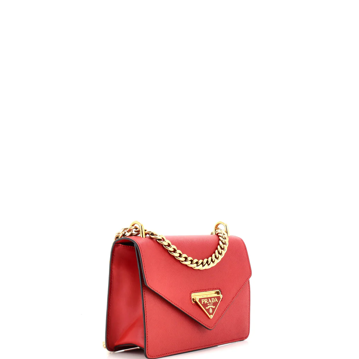 Envelope Flap Chain Shoulder bag Saffiano Leather Small - Deep Luxury
