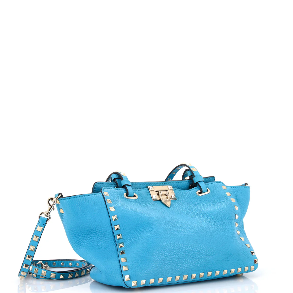 Rockstud Tote Pebbled Leather Small - Deep Luxury