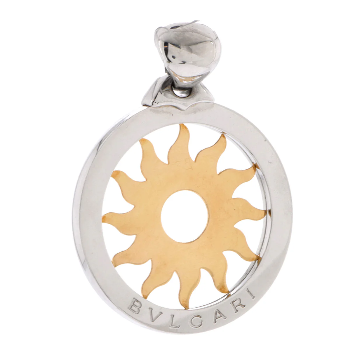 Tondo Sun Pendant Pendant u0026 Charms Stainless Steel with 18K Yellow Gold 43MM - Deep Luxury