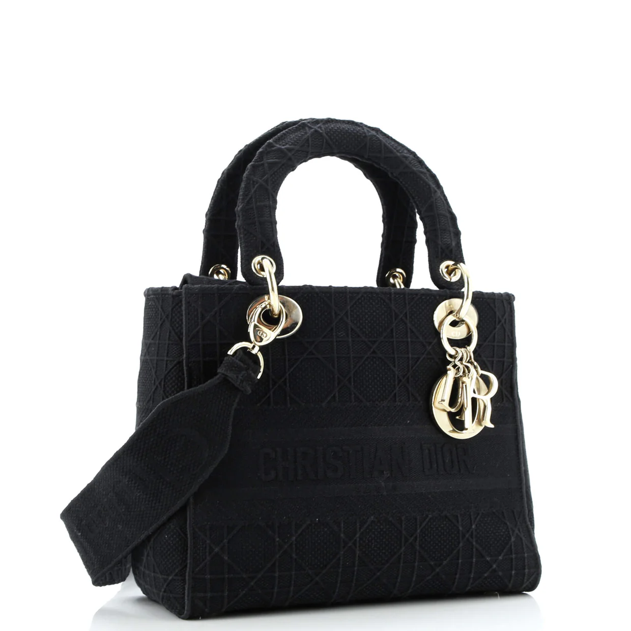 Lady D-Lite Bag Cannage Embroidered Canvas Medium - Deep Luxury