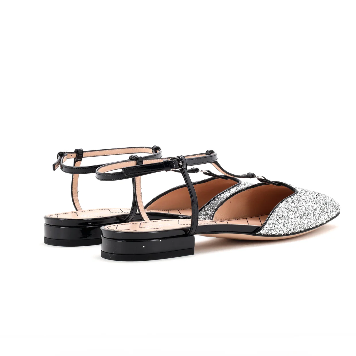 Women's GG Slingback Flats Glitter and Patent - Deep Luxury